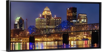 Louisville skyline at dusk