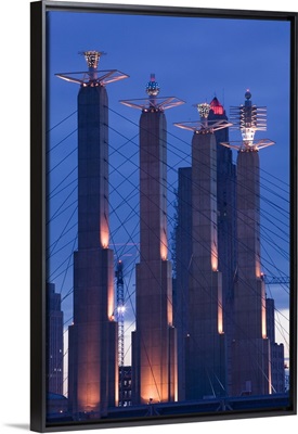 Missouri, Kansas City, Towers of the Kansas City Convention Center before dawn