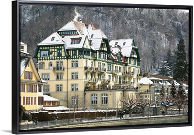 Switzerland, Bern, Thun: Town Buildings Along Aare River
