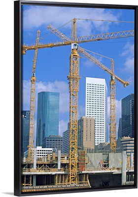 Tower cranes, commercial construction site