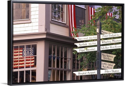 USA, Massachusetts, Nantucket Island, Nantucket Town, road signs