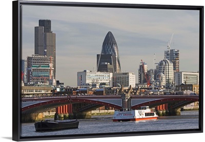 View Towards The City And Gherkin By Blackfriars Bridge, London, England