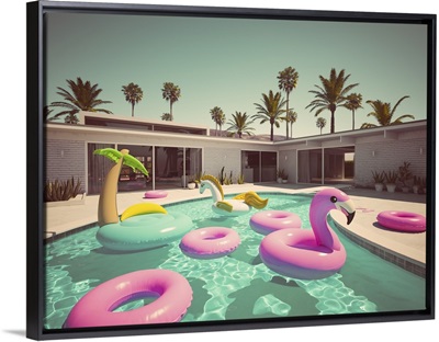 Floats In A Retro Style Pool