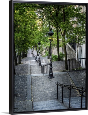 The Rue Foyatier Staircase At Montmartre Near The Sacre-Coeur Basilica In Paris, France