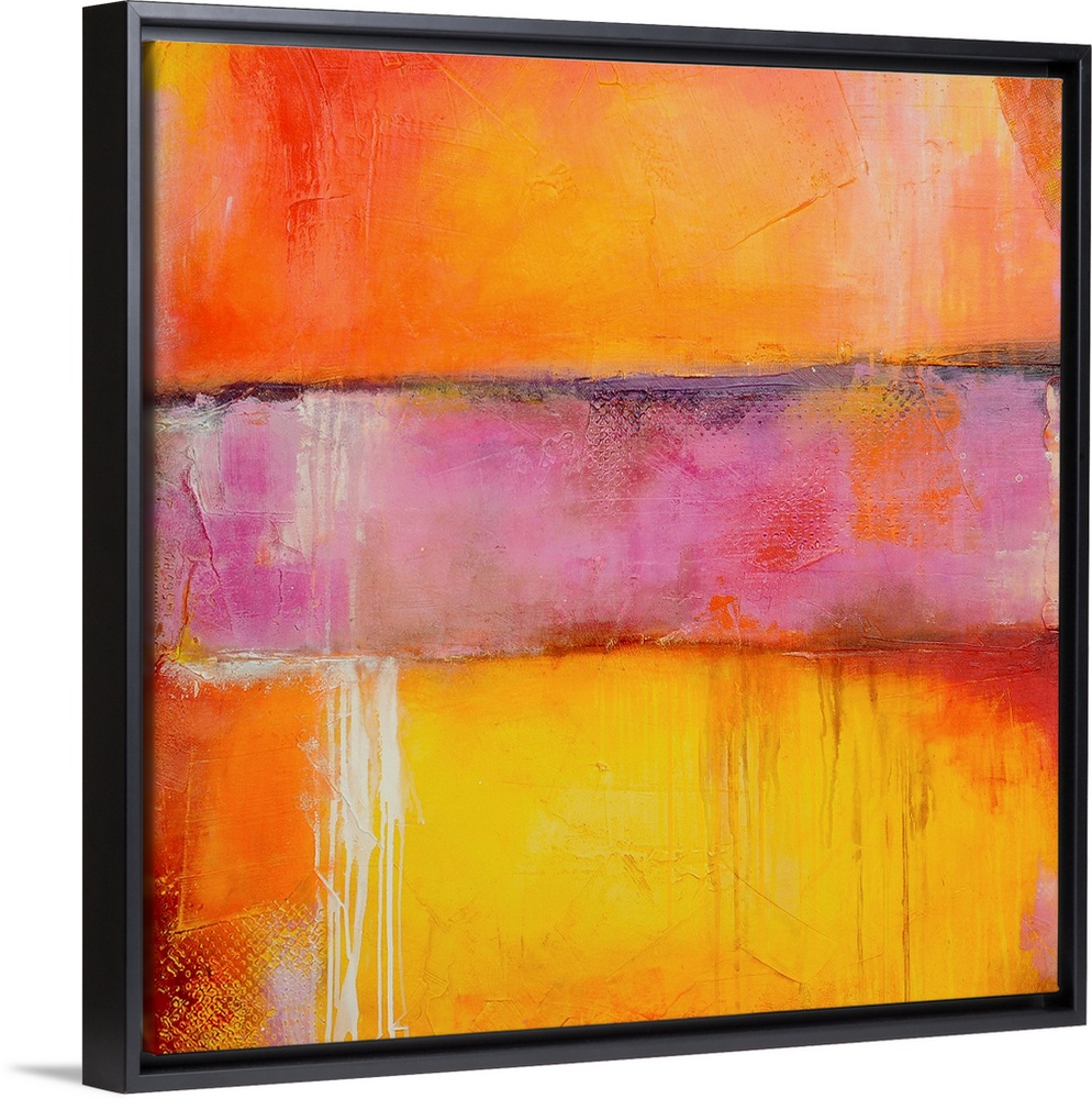 This square shaped decorative accent is an abstract wall painting with candy color stripes.