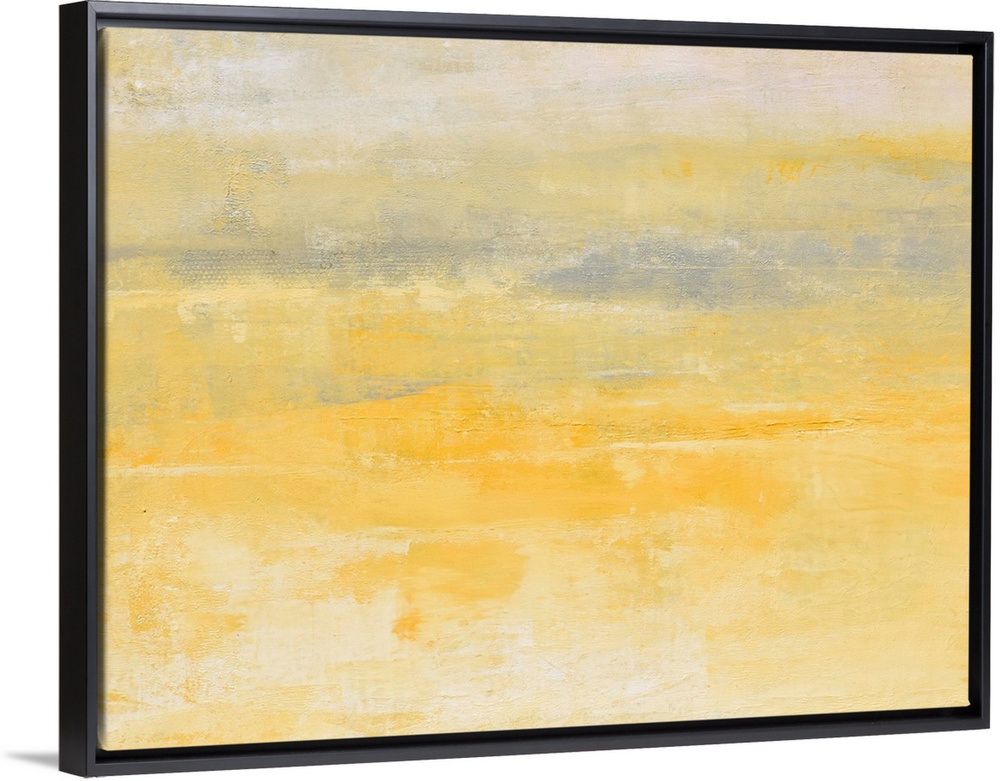 Contemporary abstract painting using pale yellow and gray.