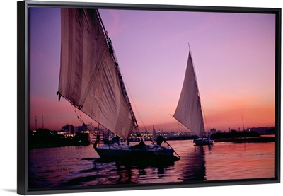 Africa, Egypt, Aswan, Feluccas, (egyptian sailboat) (egyptian sailboat) on Nile river