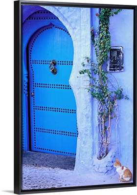 Africa, Morocco, Rif Mountains, Chefchaouen town, a door