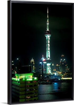 Asia, China, Shanghai, Pudong New Area, Orient Pearl TV Tower and Huangpu river