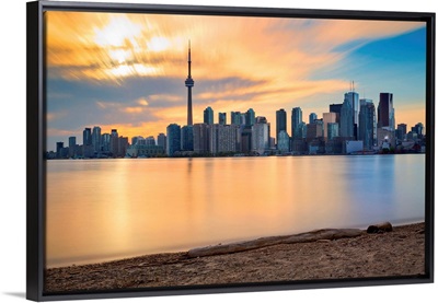 Canada, Ontario, Toronto, Skyline at sunset