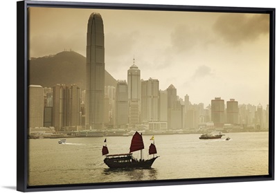 China, Hong Kong, Victoria Harbor, Junk boat