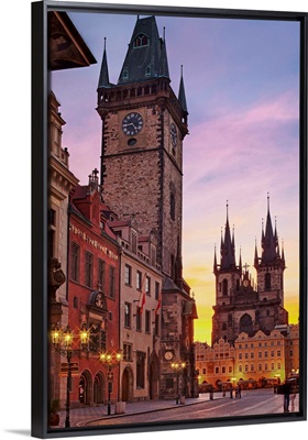 Czech Republic, Prague, Vltava River, Old Town Square, Astronomical Clock, Tyn Church