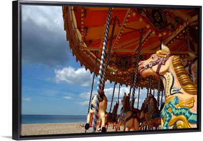 England, Sussex, Brighton, carousel on the beach