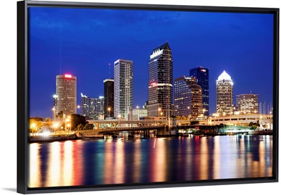 Florida, Tampa, View of the skyline reflected in the Hillsborough River