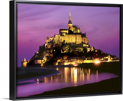France, Basse-Normandie, Mont Saint Michel, Night View