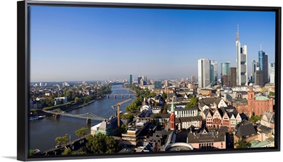 Germany, Hessen, Frankfurt am Main, Romerhof, Paulskirche and Financial District