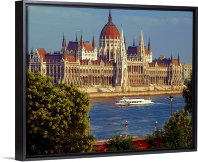 Hungary, Budapest, View of the Parliament on Danube river