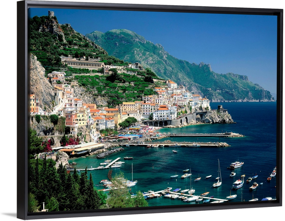Italy, Campania, Amalfi Coast view over town and harbor