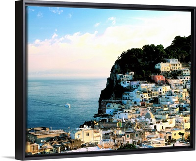 Italy, Campania, Capri, view on town, Gulf of Naples and Mount Vesuvius