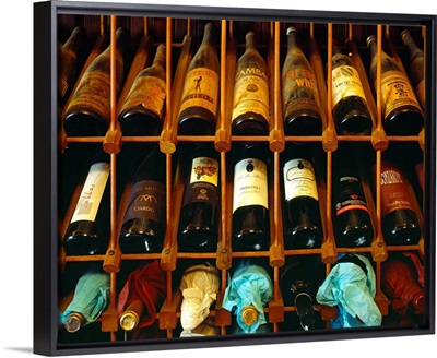 Italy, Emilia Romagna, Ferrara, Enoteca 'Al Brindisi' wine bottles