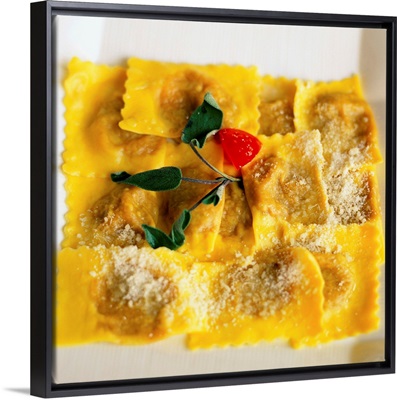 Italy, Lombardy, Tortelli di Zuca (Pumpkin) at the Grifone Bianco Restaurant