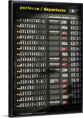 Italy, Rome, Termini Station, arrival departure board