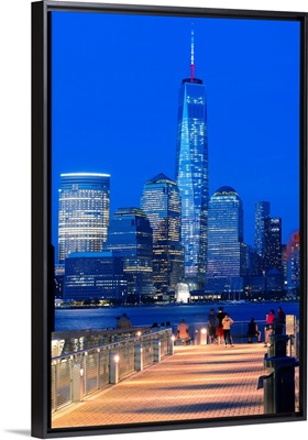 New York City, Manhattan, One World Trade Center, Freedom Tower, City skyline at dusk