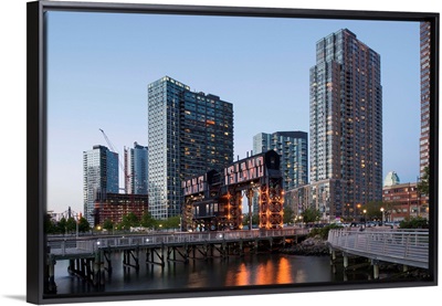 New York City, Manhattan, Queens, with Long Island sign