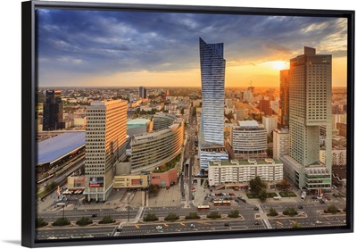 Poland, Warsaw, Zlote Tarasy shopping centre and Zlota 44 residential tower