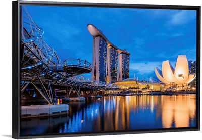 Singapore, Singapore City, Helix Footbridge, Marina Bay Sands Hotel