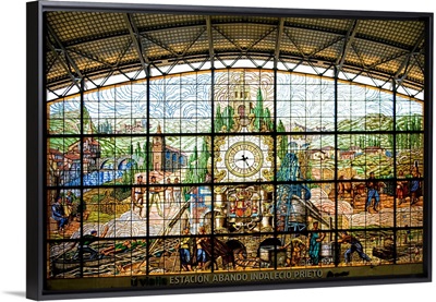 Spain, Bilbao, Stained glass window, Abando Railway Station Bilbao