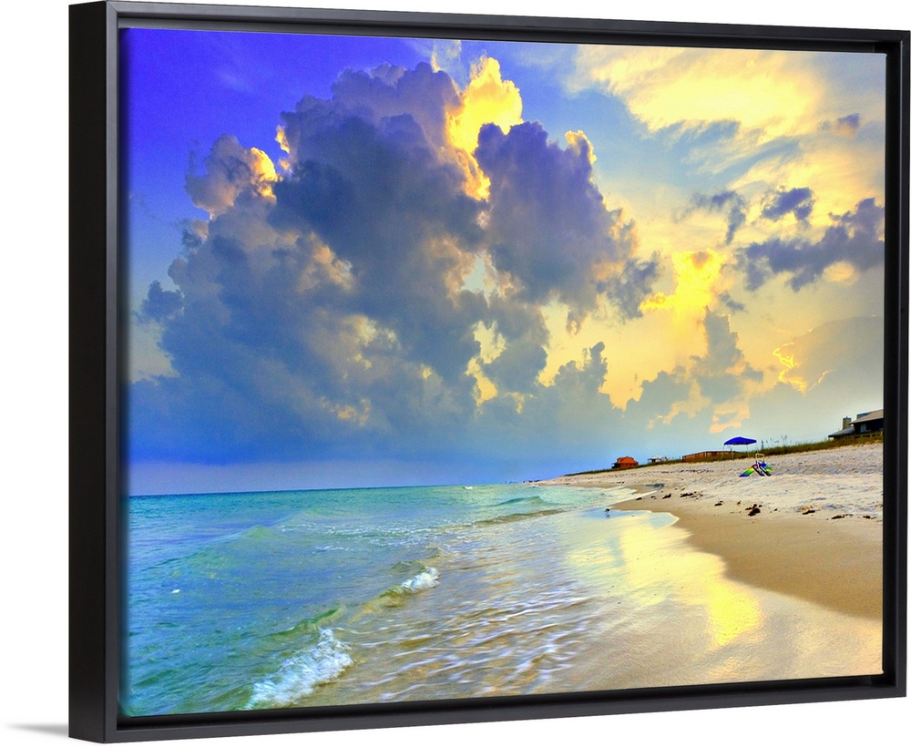 The red house in the distance is the last one before 7 miles of protected coastline. The colors presented have a watercolo...