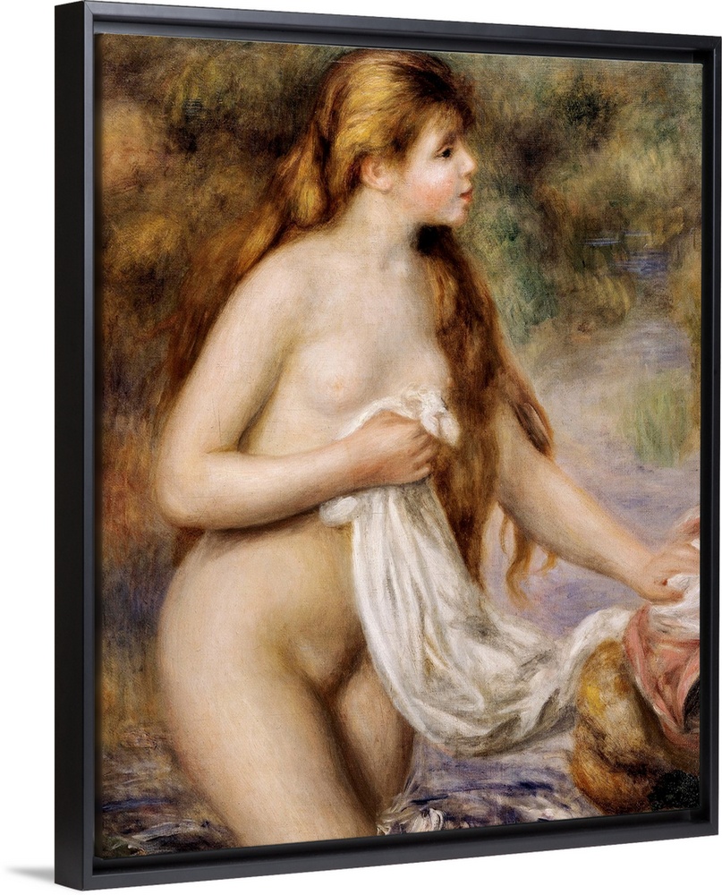 RENOIR, Pierre-Auguste (1841-1919). Bather with long hair. ca. 1895. Impressionism. Oil on canvas. FRANCE. Paris. Orangeri...