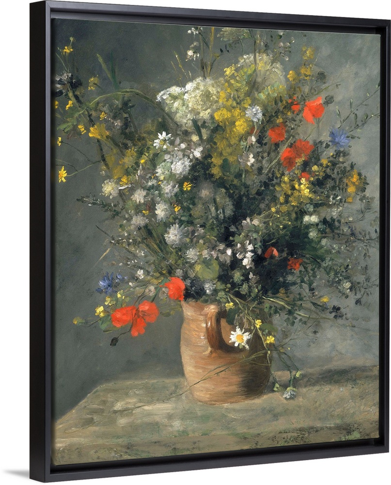 Flowers in a Vase, by Auguste Renoir, 1866, French impressionist painting, oil on canvas. This an early still life was pai...