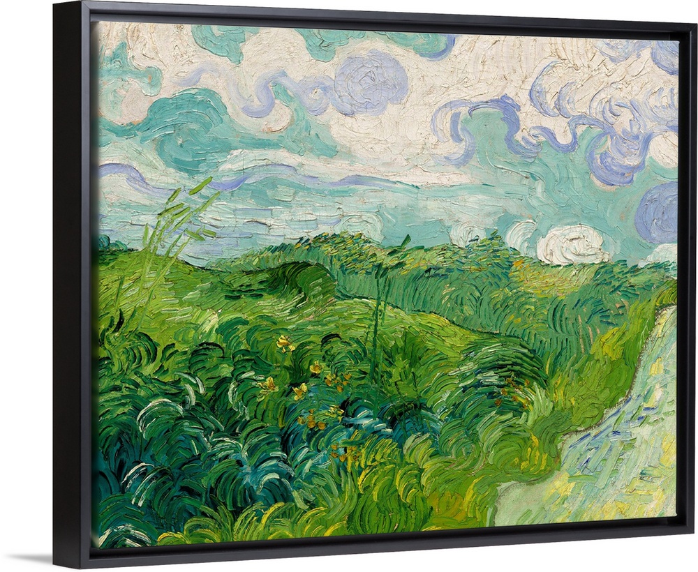 Green Wheat Fields, Auvers, by Vincent van Gogh, 1890, Dutch Post-Impressionist painting, oil on canvas. Painted in the la...