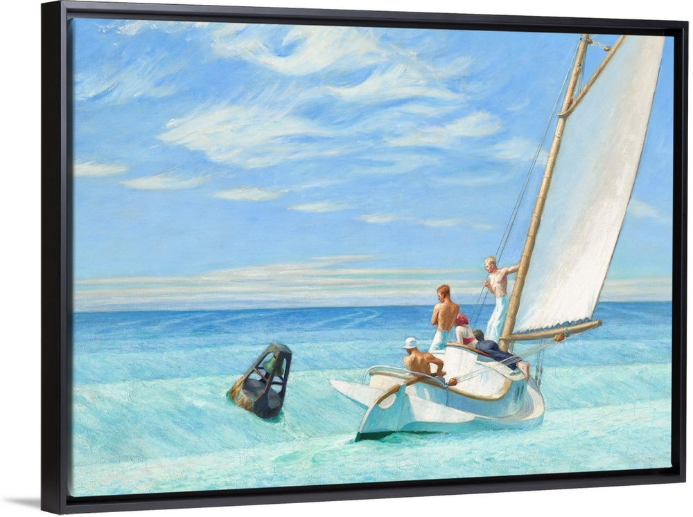 Ground Swell, by Edward Hopper, 1939, American painting, oil on canvas. It was painted in clear blues and greens near Hopp...