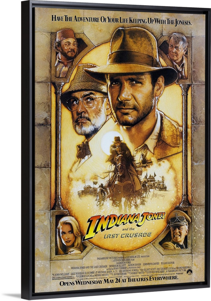 Movie poster advertising the 1989 classic family favorite movie, Indiana Jones and the Last Crusade. Starring Harrison For...