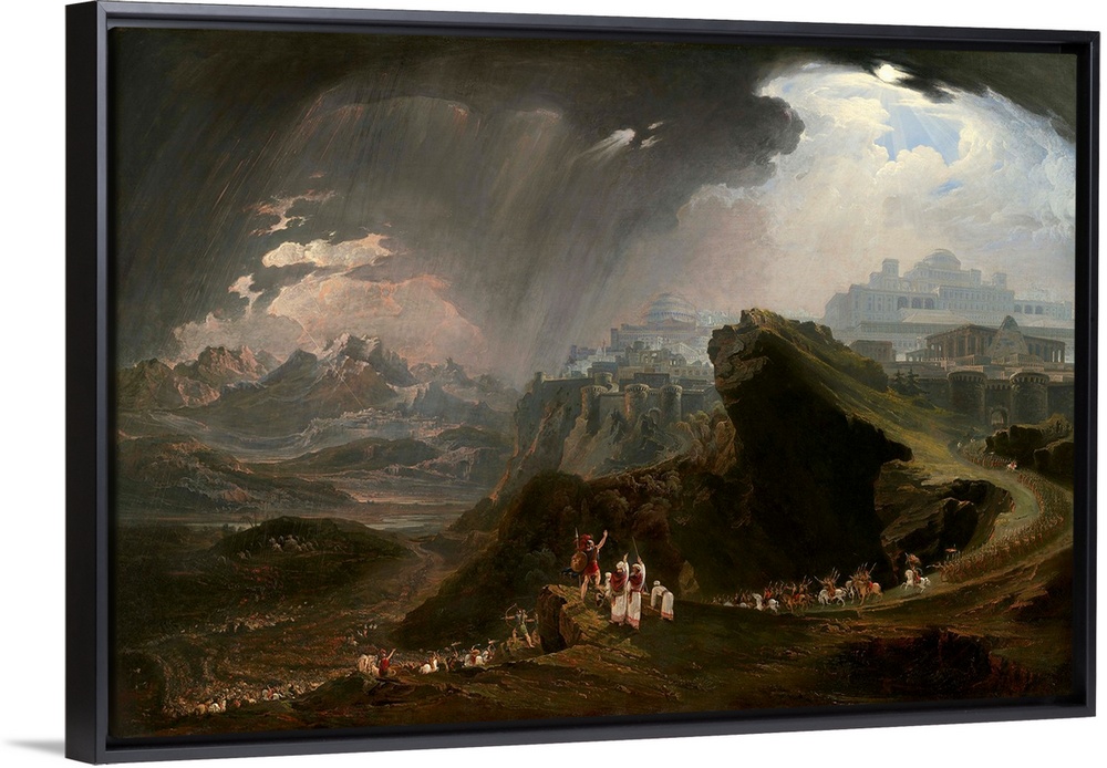 Joshua Commanding the Sun to Stand Still upon Gibeon, By John Martin, 1816, British painting, oil on panel. The biblical b...