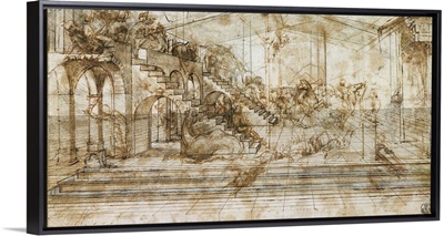 Perspective drawing for the Adoration of the Magi, by Leonardo da Vinci, 1481