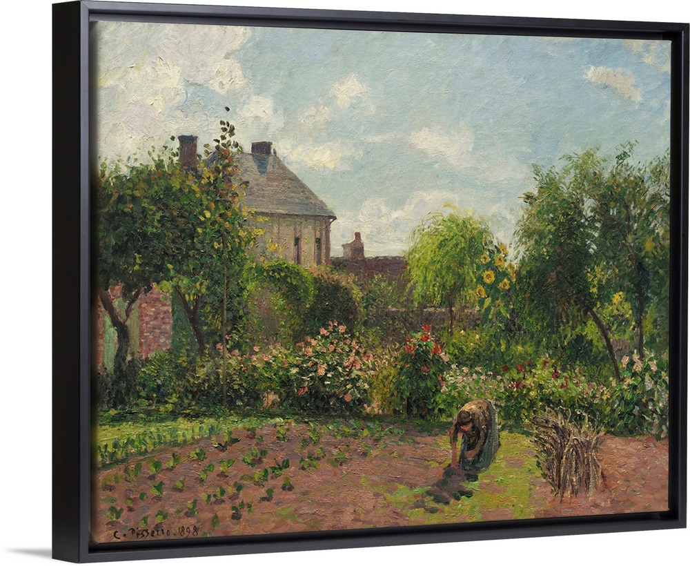 The Artist's Garden at Eragny, by Camille Pissarro, 1898, French impressionist painting, oil on canvas. This is a late Pis...