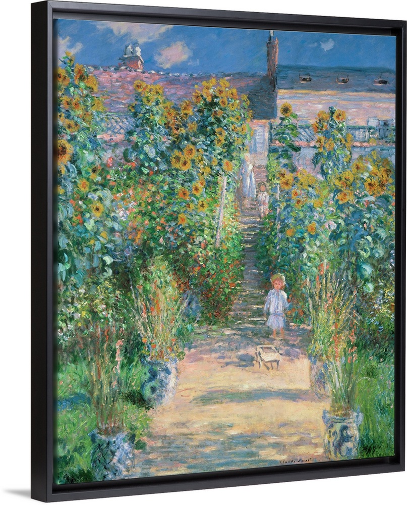The Artist's Garden at Vetheuil, by Claude Monet, 1880, French impressionist painting, oil on canvas. This painting was pa...