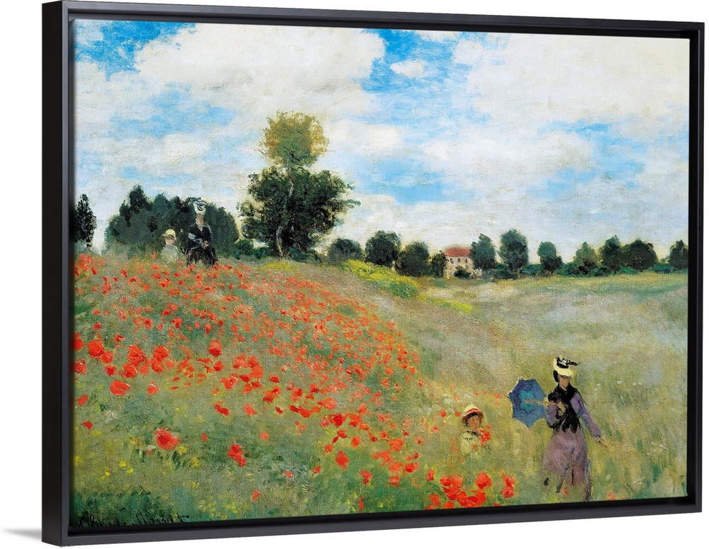Impressionist painting by Claude Monet of a woman and child in a field of flowers.