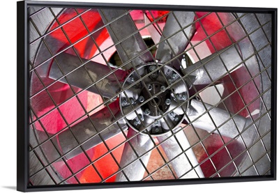 Close-up of an industrial ventilation fan