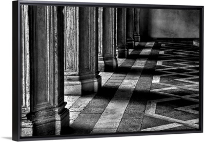 Columns in the interior piazza of the Palazzo Ducale in Venice, Italy.
