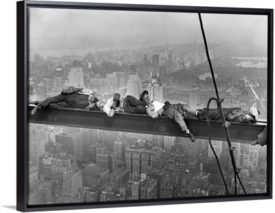 Construction Workers Resting on Steel Beam Above Manhattan