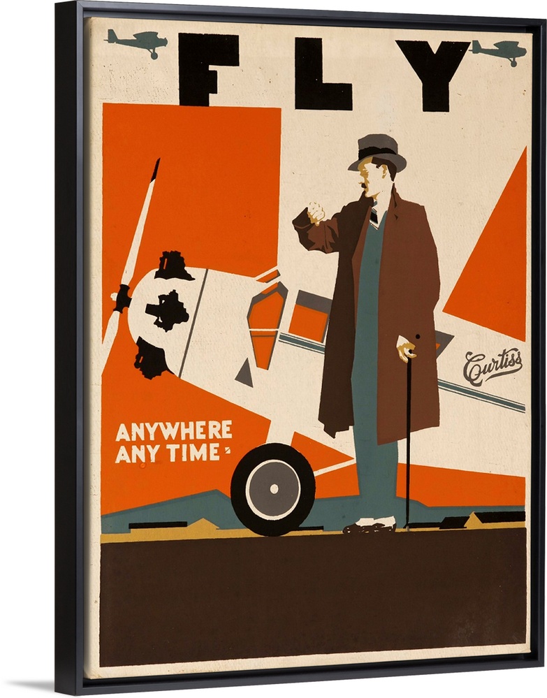 Business man in front of Curtiss-Wright Robin 4C-1 aircraft