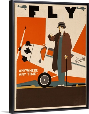 Fly Anywhere Any Time, 1930 Curtiss Aircraft Advertising Poster
