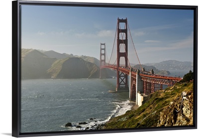 Golden Gate bridge looking north from bluffs by Marshall beach.