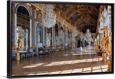 Grande Galerie Or Galerie Des Glaces (The Hall Of Mirrors) In Palace Of Versailles