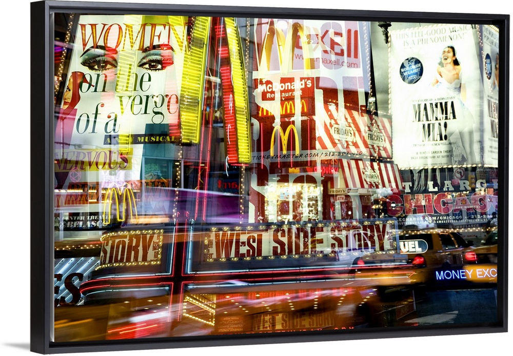 In camera multiple exposures from Times Square in the evening